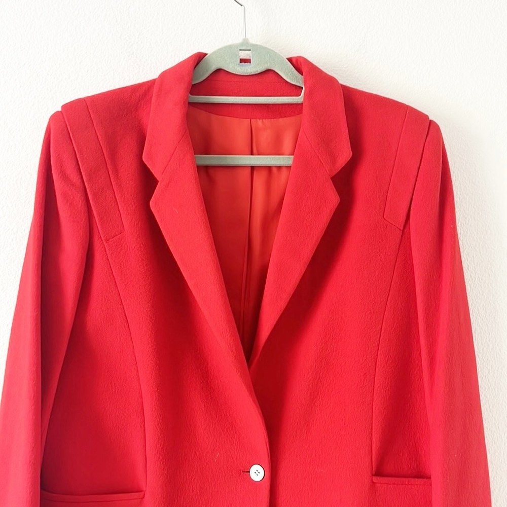 Vintage I. Magnin Cashmere Red Blazer - Picture 3 of 8